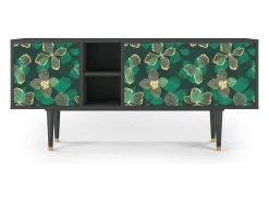 Móvel De Tv| Mueble de TV - 150х69х41 cm - T5 - Green Flower, Antracite Cinza antracite
