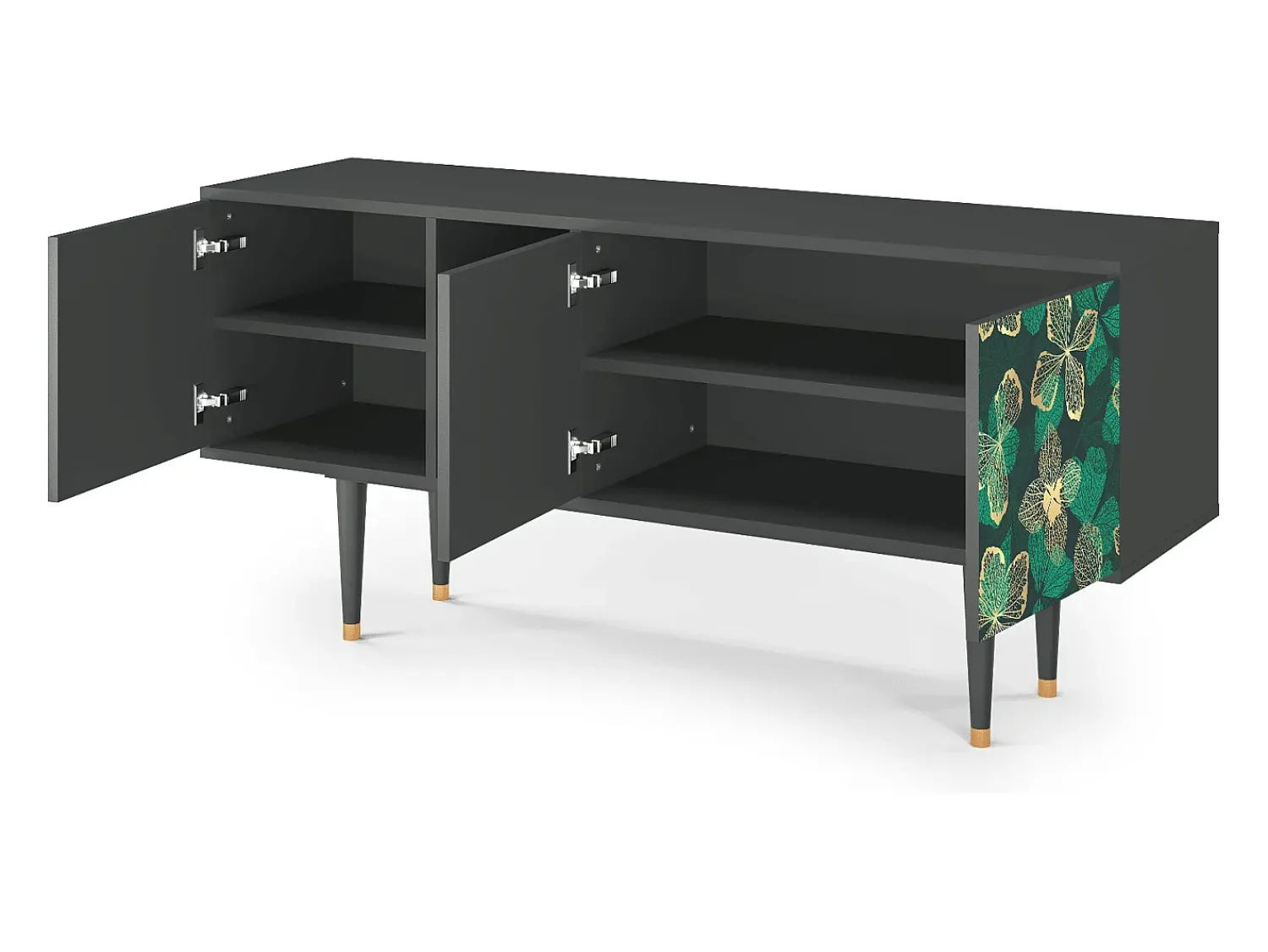 Móvel De Tv| Mueble de TV - 150х69х41 cm - T5 - Green Flower, Antracite Cinza antracite