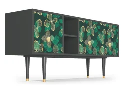 Móvel De Tv| Mueble de TV - 150х69х41 cm - T5 - Green Flower, Antracite Cinza antracite