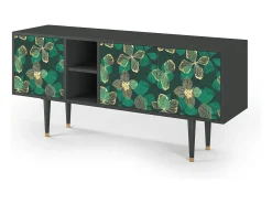Móvel De Tv| Mueble de TV - 150х69х41 cm - T5 - Green Flower, Antracite Cinza antracite