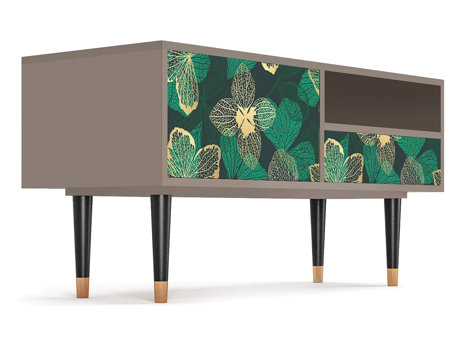 Móvel De Tv| Mueble de TV - 115х59х48 cm - T3 - Green Flower, Latte Bege