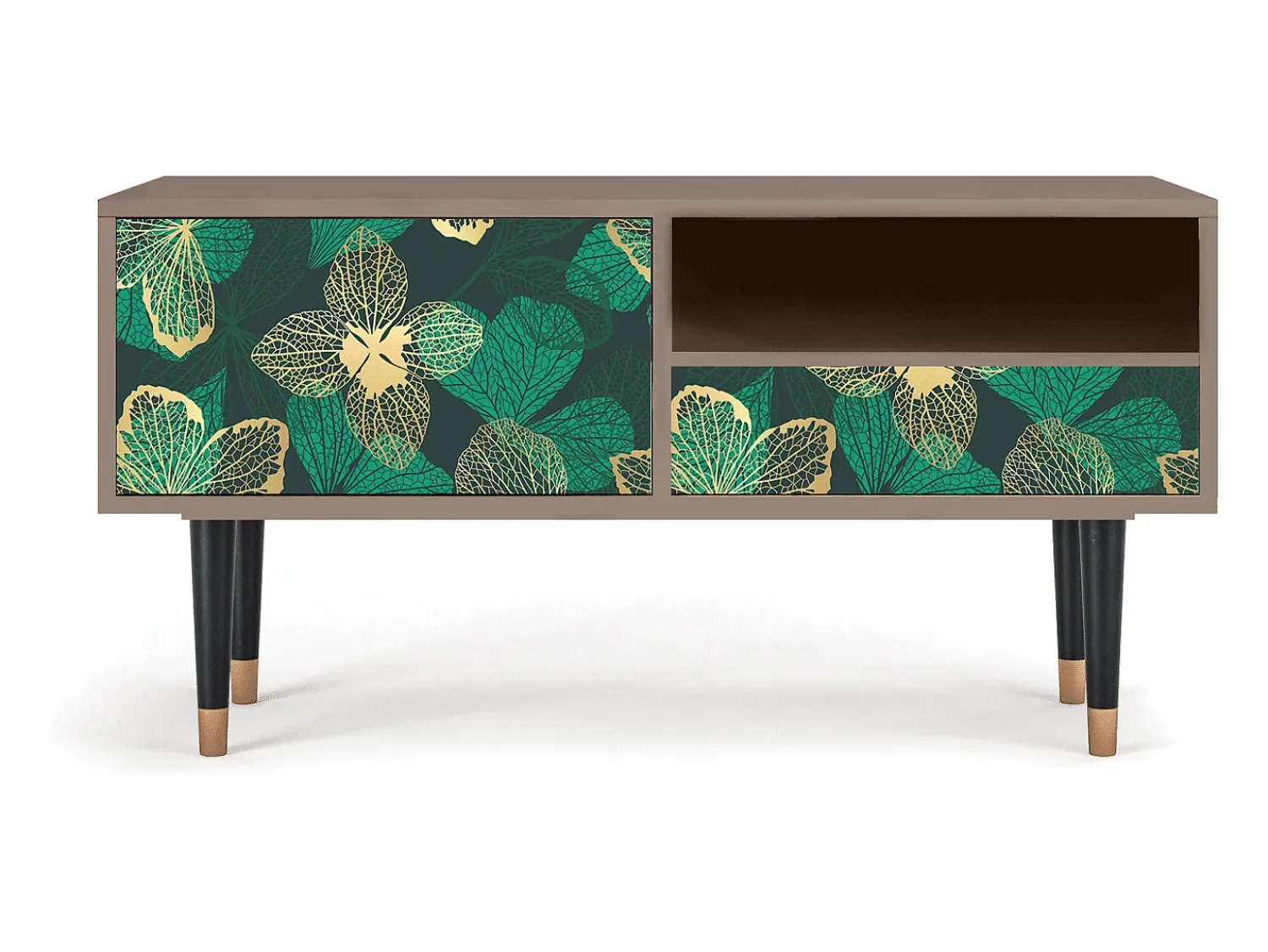 Móvel De Tv| Mueble de TV - 115х59х48 cm - T3 - Green Flower, Latte Bege