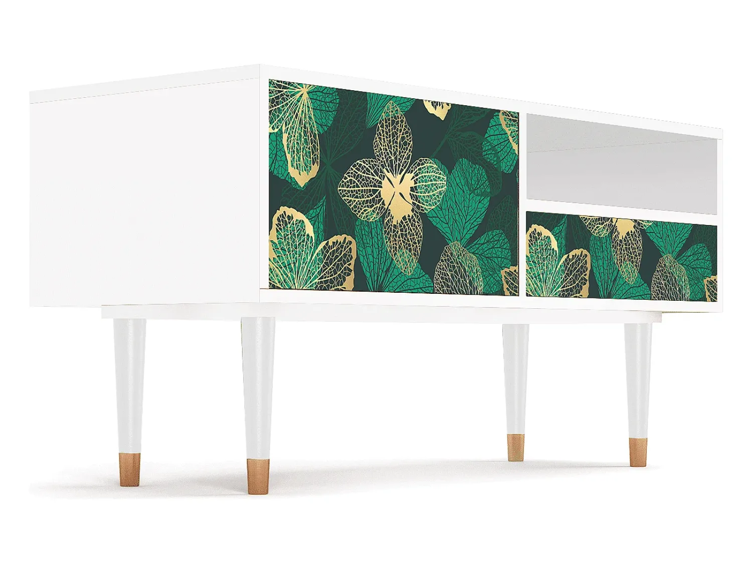 Móvel De Tv| Mueble de TV - 115х59х48 cm - T3 - Green Flower, Branco Bege
