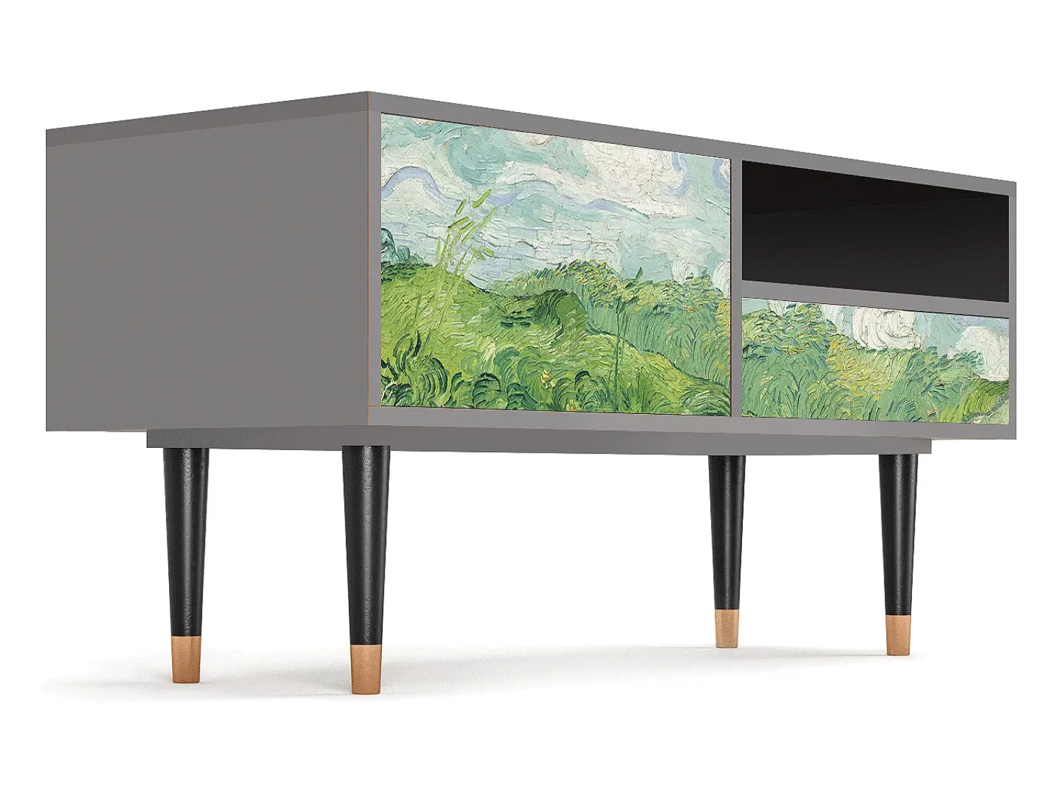 Clearance Mueble de TV - 115х59х48 cm - T3 - Green Wheat Fields, Cinza Cinzento