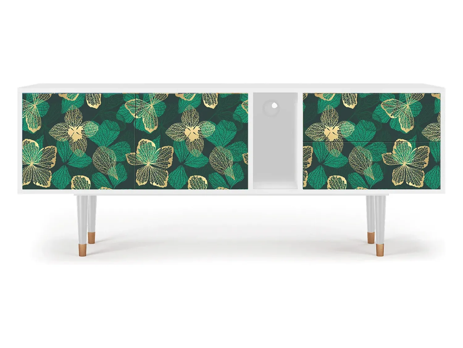 Móvel De Tv* Mueble de TV - 170х69х48 cm - T1 - Green Flower, Branco Bege