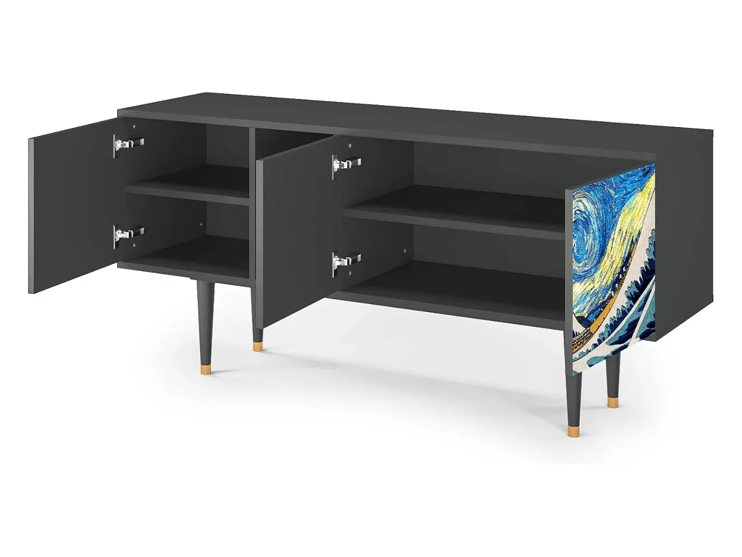 Mueble de TV - 150х69х41 cm - T5 - Great Wave, Antracite^ Móvel De Tv