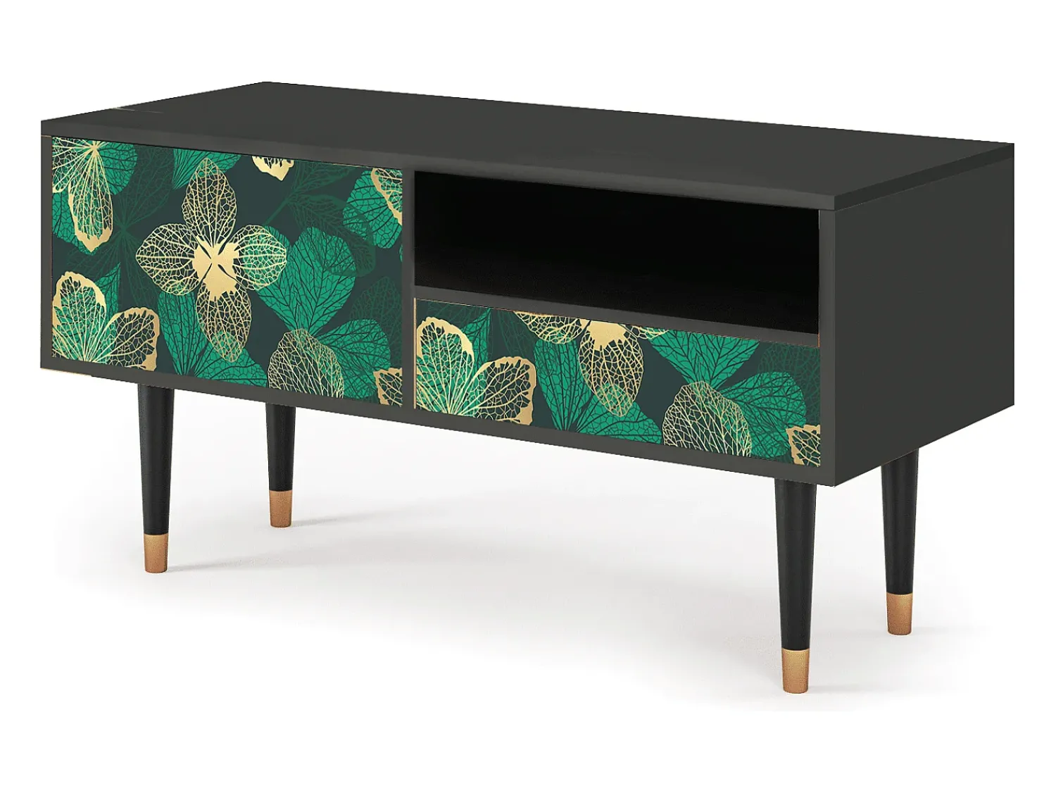 Móvel De Tv| Mueble de TV - 115х59х48 cm - T3 - Green Flower, Antracite Cinza antracite
