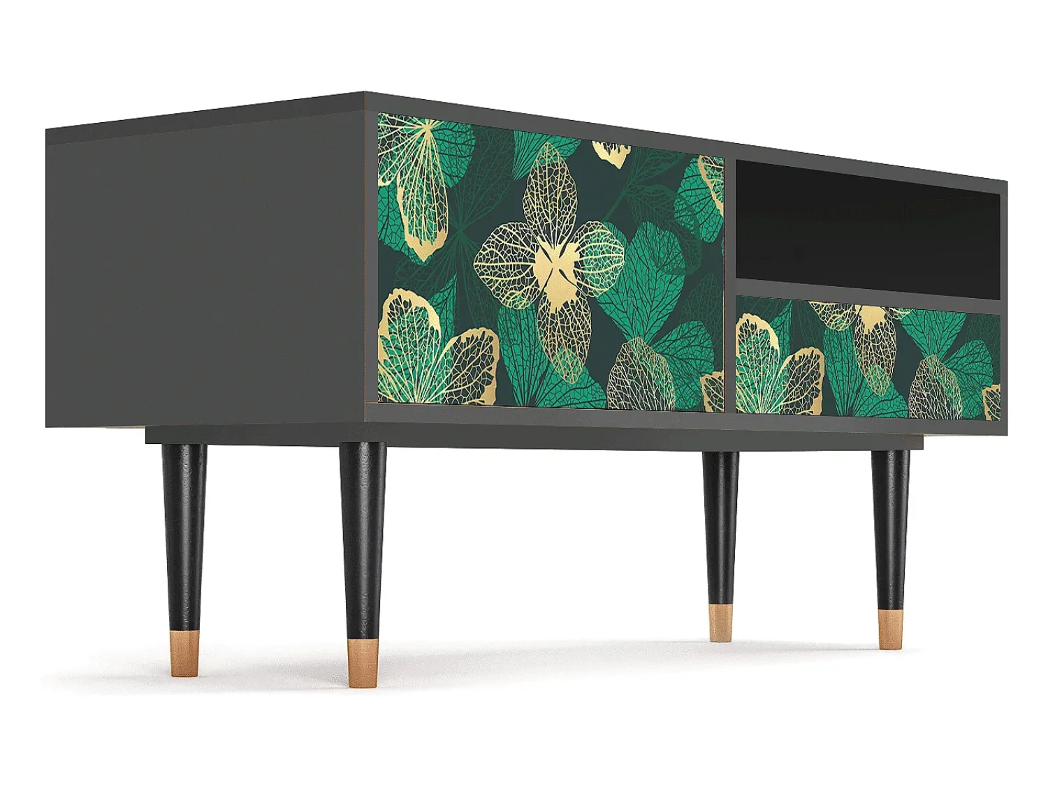 Móvel De Tv| Mueble de TV - 115х59х48 cm - T3 - Green Flower, Antracite Cinza antracite