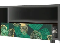 Móvel De Tv| Mueble de TV - 115х59х48 cm - T3 - Green Flower, Antracite Cinza antracite