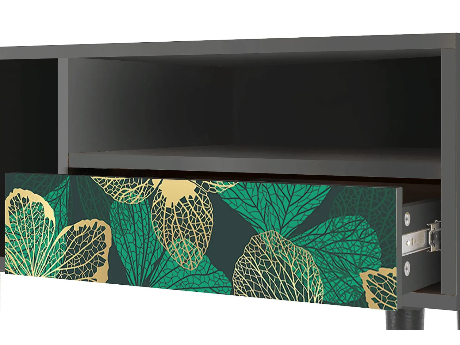 Móvel De Tv| Mueble de TV - 115х59х48 cm - T3 - Green Flower, Antracite Cinza antracite