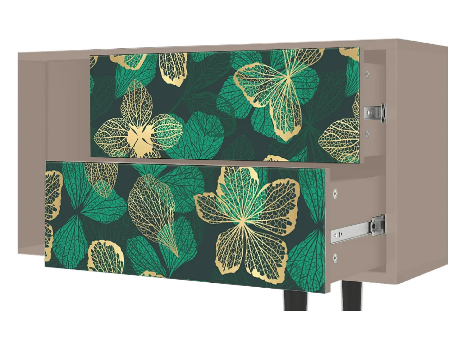 Móvel De Tv| Mueble de TV - 170х69х48 cm - T1 - Green Flower, Latte Bege
