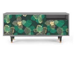 Móvel De Tv| Mueble de TV - 125х56х41 cm - T7 - Green Flower, Cinza Cinzento