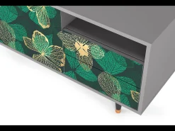 Móvel De Tv| Mueble de TV - 125х56х41 cm - T7 - Green Flower, Cinza Cinzento
