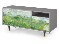 Móvel De Tv* Mueble de TV - 125х56х41 cm - T7 - Green Wheat Fields, Cinza Cinzento