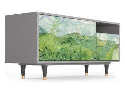 Móvel De Tv* Mueble de TV - 125х56х41 cm - T7 - Green Wheat Fields, Cinza Cinzento