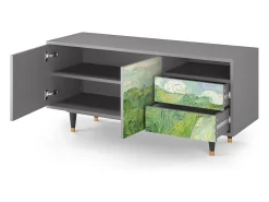 Móvel De Tv* Mueble de TV - 125х56х41 cm - T7 - Green Wheat Fields, Cinza Cinzento