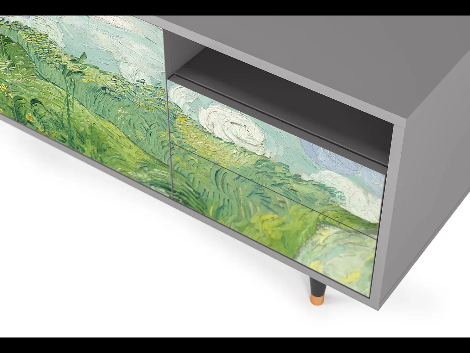 Móvel De Tv* Mueble de TV - 125х56х41 cm - T7 - Green Wheat Fields, Cinza Cinzento