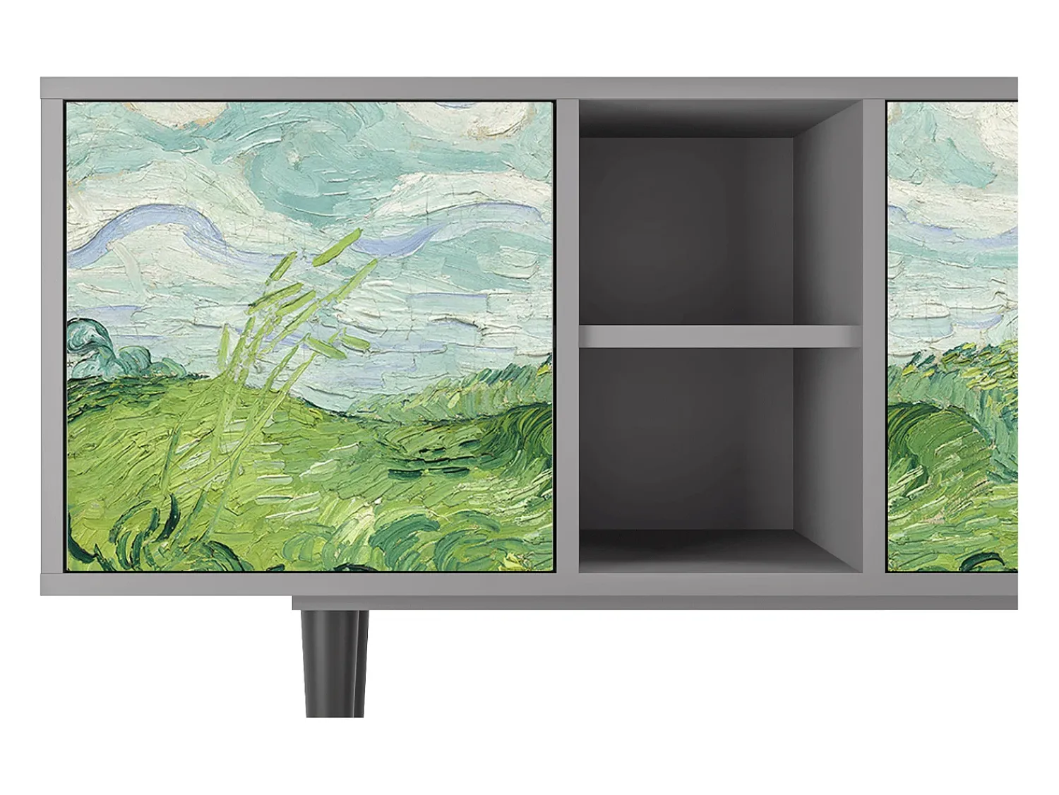 Outlet Mueble de TV - 150х69х41 cm - T5 - Green Wheat Fields, Cinza Cinzento