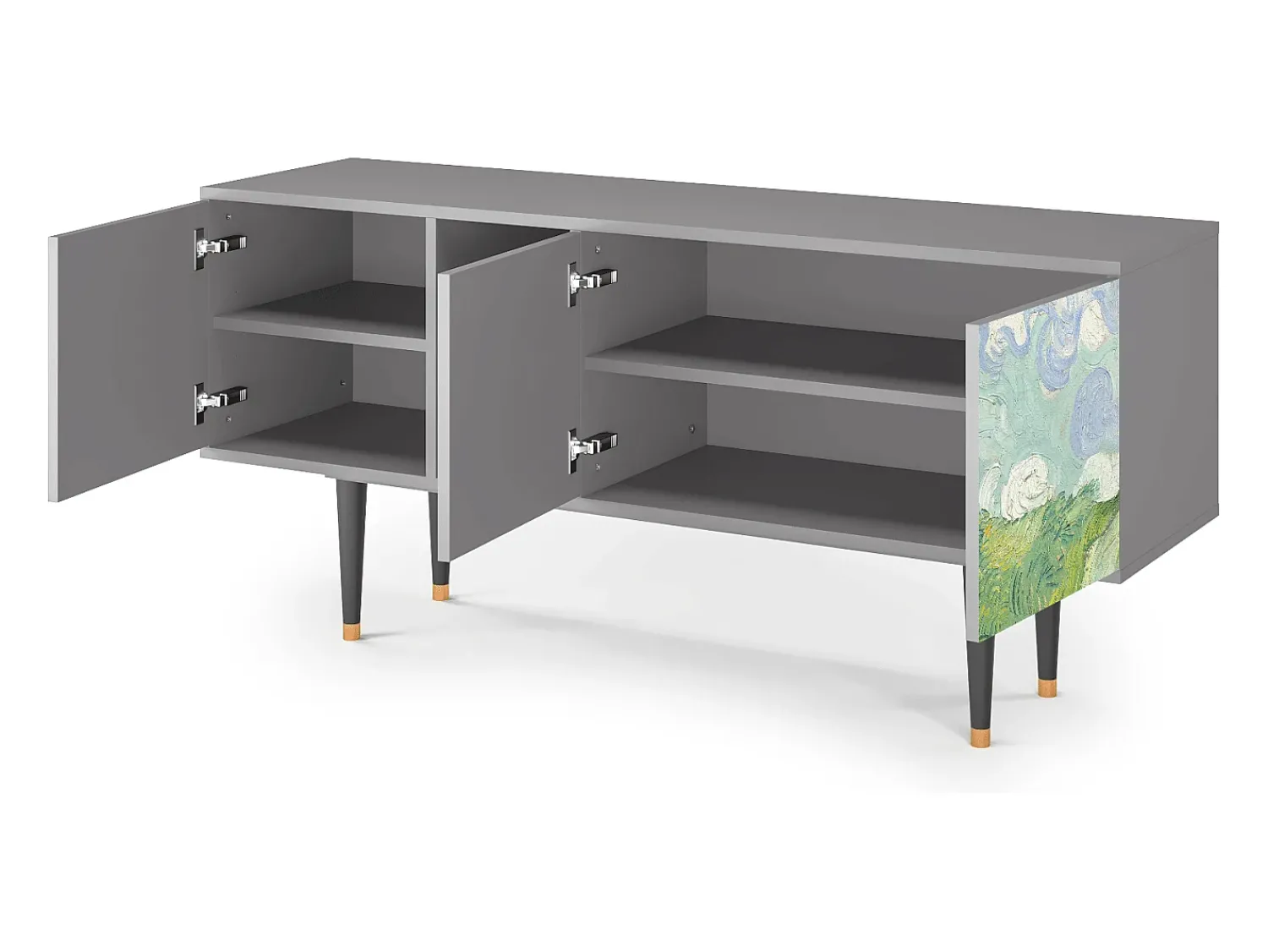 Outlet Mueble de TV - 150х69х41 cm - T5 - Green Wheat Fields, Cinza Cinzento