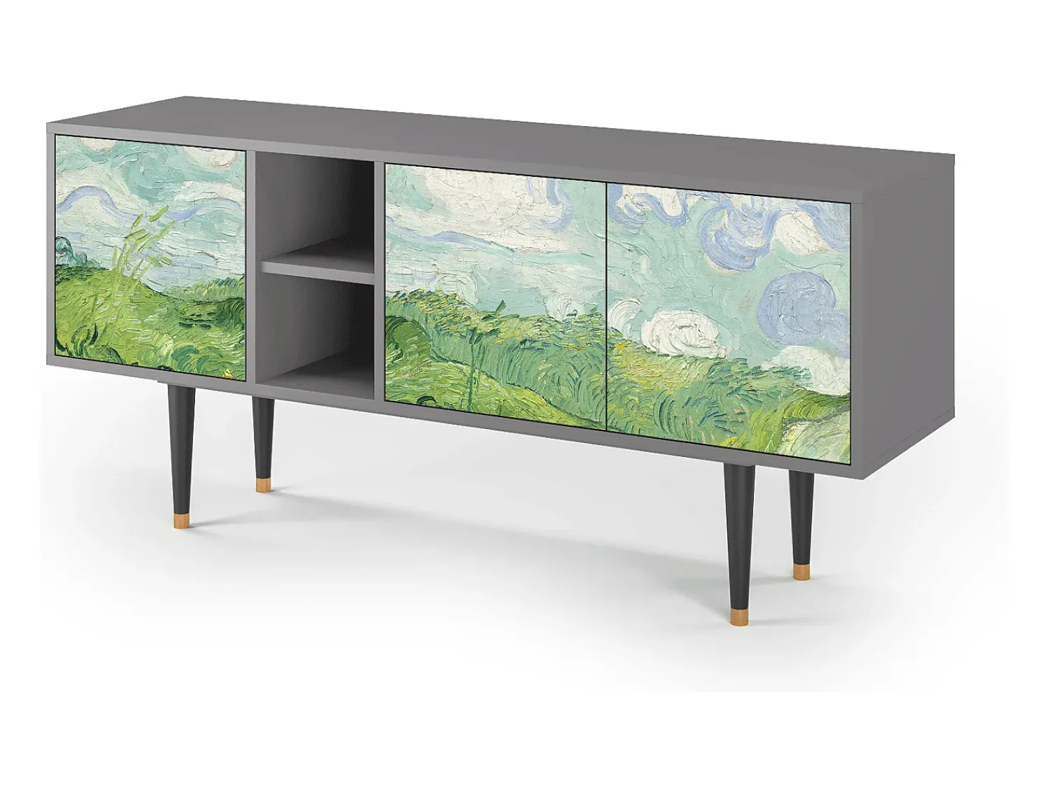 Outlet Mueble de TV - 150х69х41 cm - T5 - Green Wheat Fields, Cinza Cinzento