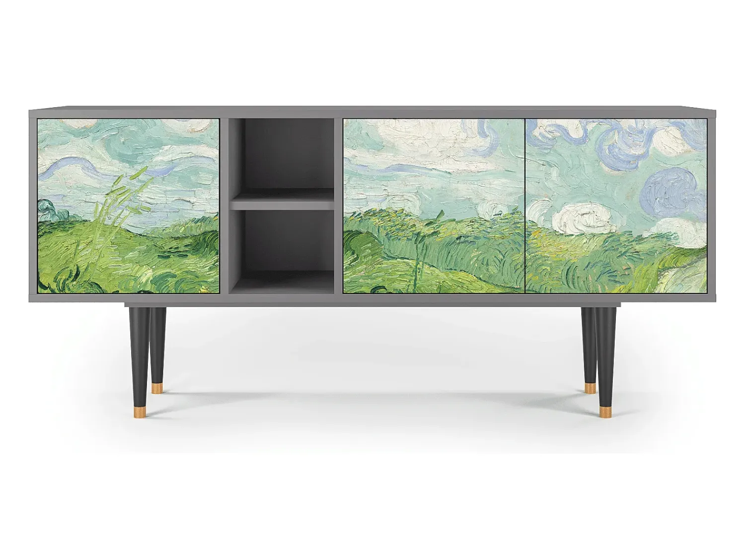 Outlet Mueble de TV - 150х69х41 cm - T5 - Green Wheat Fields, Cinza Cinzento