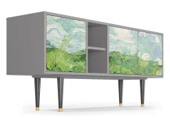 Outlet Mueble de TV - 150х69х41 cm - T5 - Green Wheat Fields, Cinza Cinzento