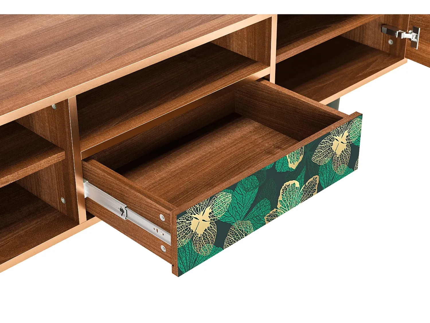 Mueble de TV - 170х59х41 cm - T6 - Green Flower, Nogueira^ Móvel De Tv