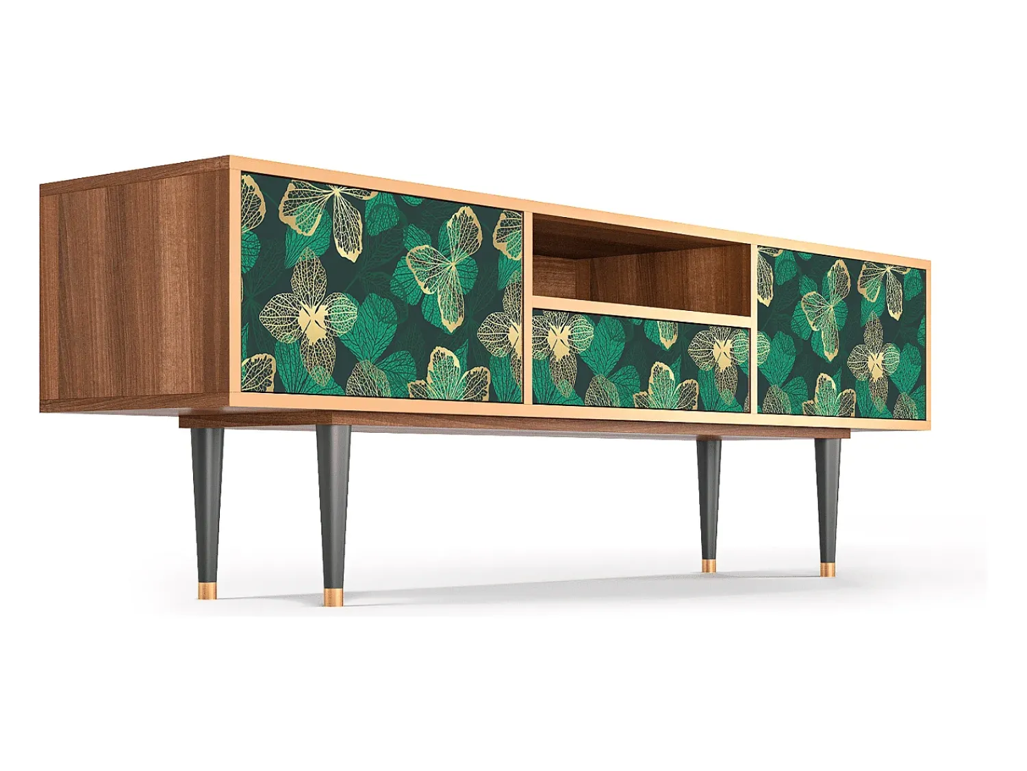Mueble de TV - 170х59х41 cm - T6 - Green Flower, Nogueira^ Móvel De Tv