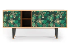 Móvel De Tv| Mueble de TV - 150х69х41 cm - T5 - Green Flower, Nogueira Castanho