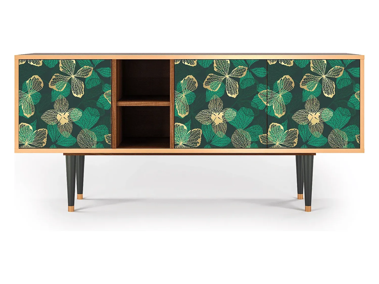 Móvel De Tv| Mueble de TV - 150х69х41 cm - T5 - Green Flower, Nogueira Castanho