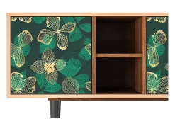 Móvel De Tv| Mueble de TV - 150х69х41 cm - T5 - Green Flower, Nogueira Castanho