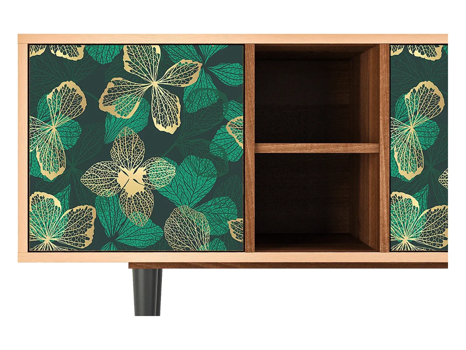 Móvel De Tv| Mueble de TV - 150х69х41 cm - T5 - Green Flower, Nogueira Castanho