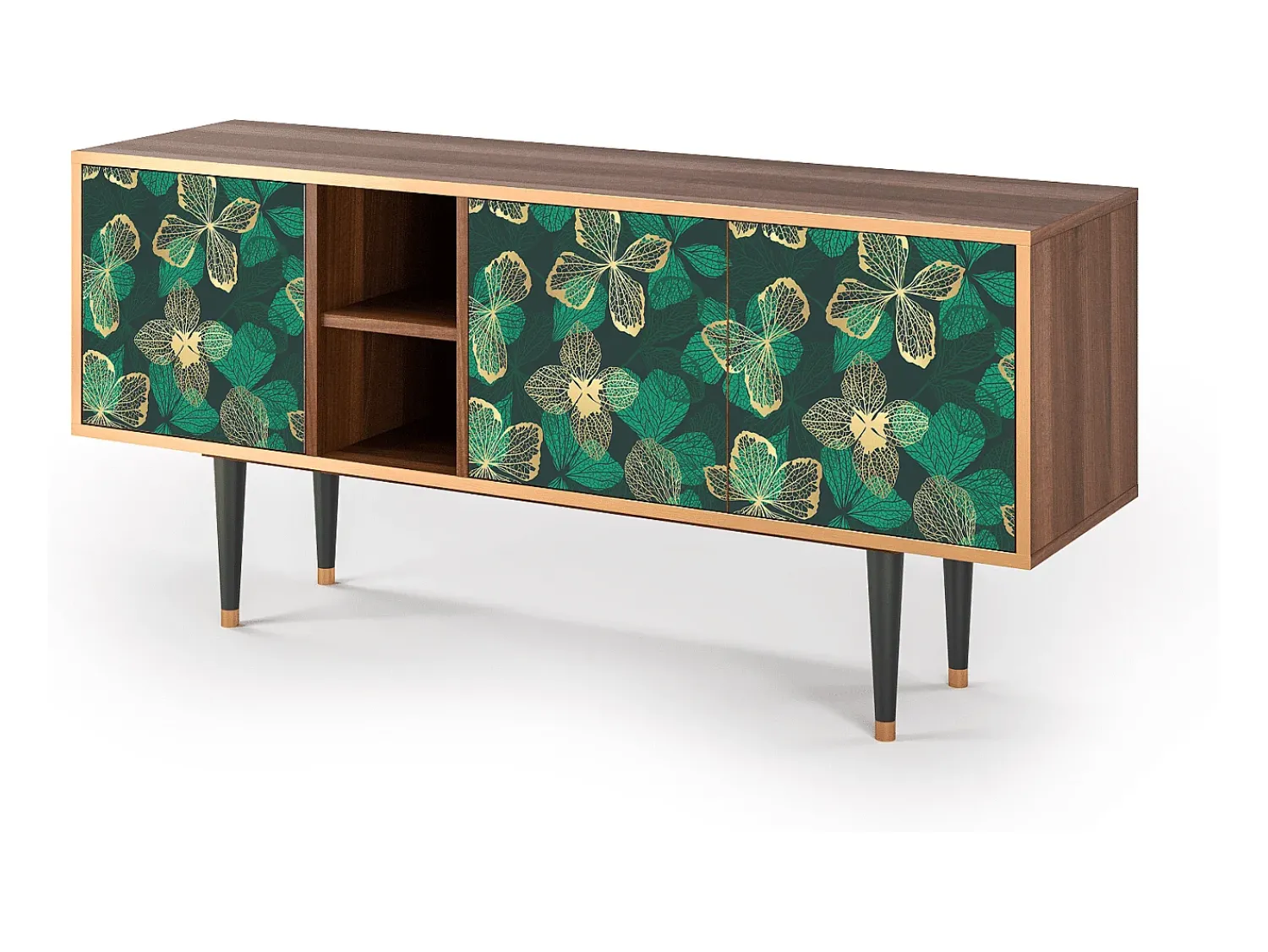 Móvel De Tv| Mueble de TV - 150х69х41 cm - T5 - Green Flower, Nogueira Castanho