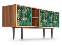Móvel De Tv| Mueble de TV - 150х69х41 cm - T5 - Green Flower, Nogueira Castanho