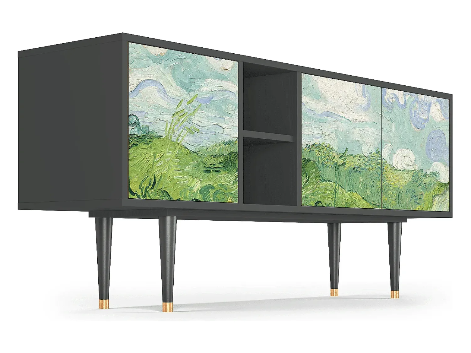 Mueble de TV - 150х69х41 cm - T5 - Green Wheat Fields, Antracite^ Móvel De Tv