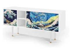 Móvel De Tv* Mueble de TV - 150х69х41 cm - T5 - Great Wave, Branco Bege