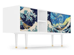Móvel De Tv* Mueble de TV - 150х69х41 cm - T5 - Great Wave, Branco Bege