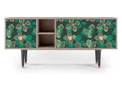 Móvel De Tv| Mueble de TV - 150х69х41 cm - T5 - Green Flower, Latte Bege