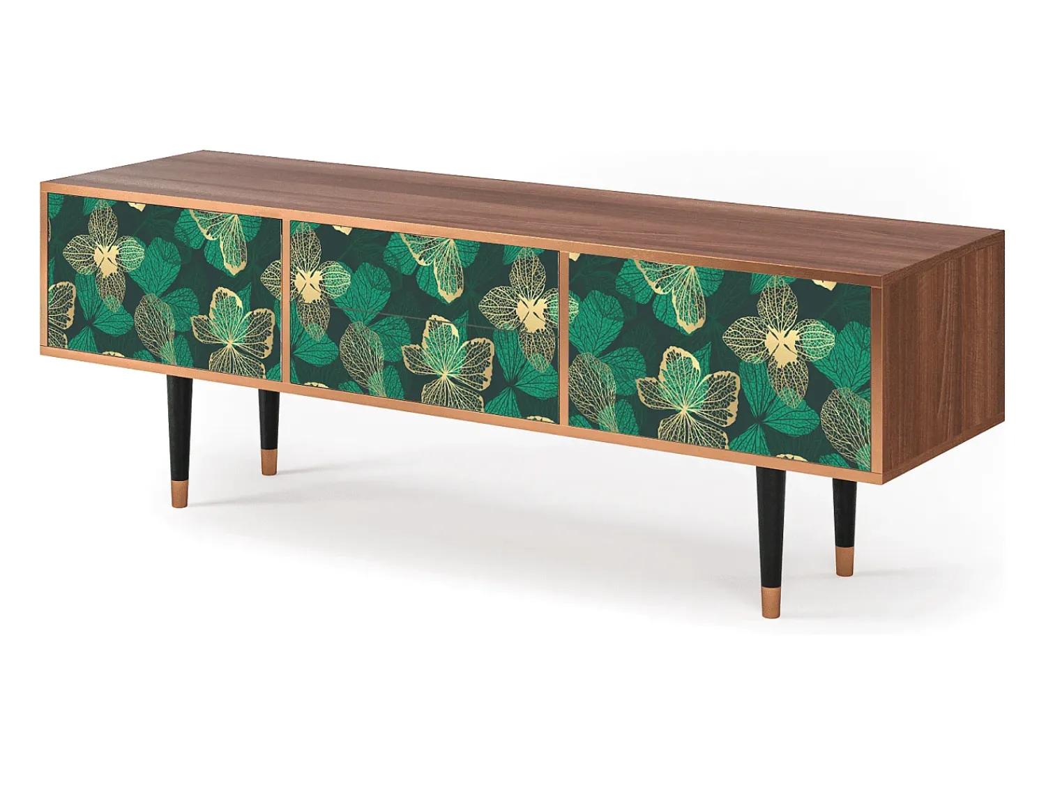 Móvel De Tv| Mueble de TV - 170х59х48 cm - T4 - Green Flower, Nogueira Castanho