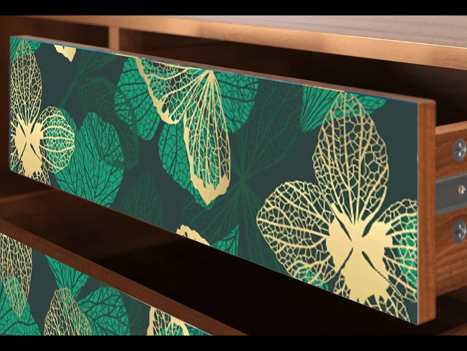 Móvel De Tv| Mueble de TV - 170х59х48 cm - T4 - Green Flower, Nogueira Castanho