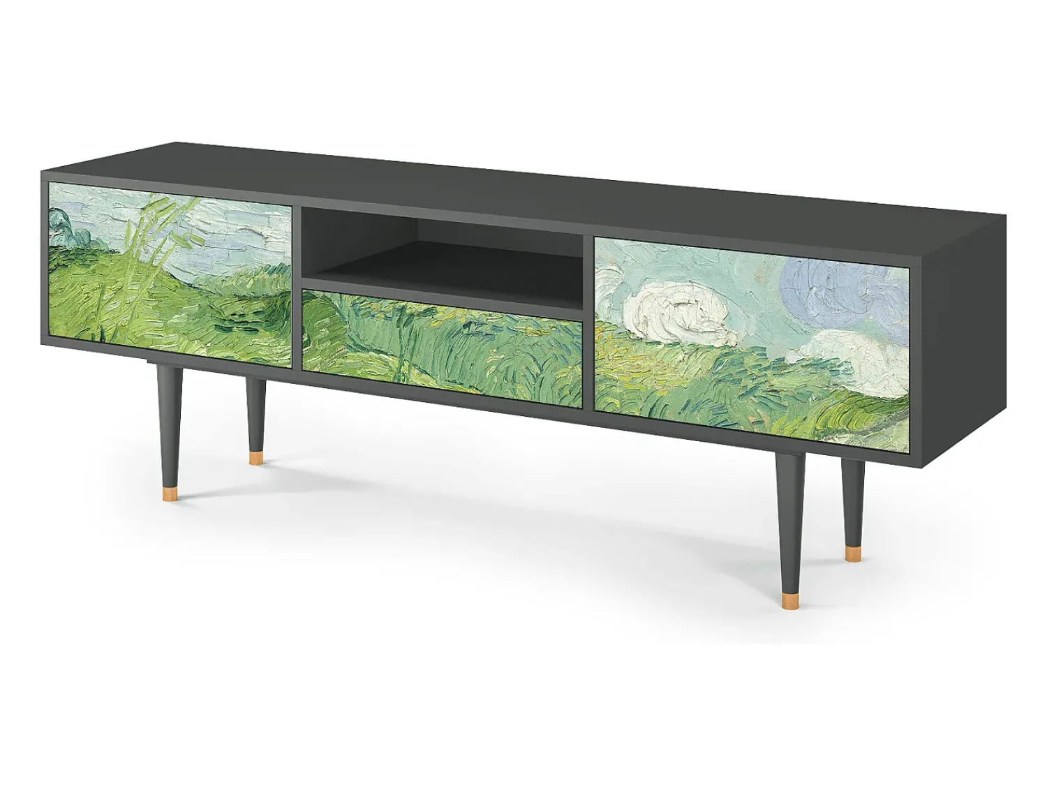 Hot Mueble de TV - 170х59х41 cm - T6 - Green Wheat Fields, Antracite Cinza antracite