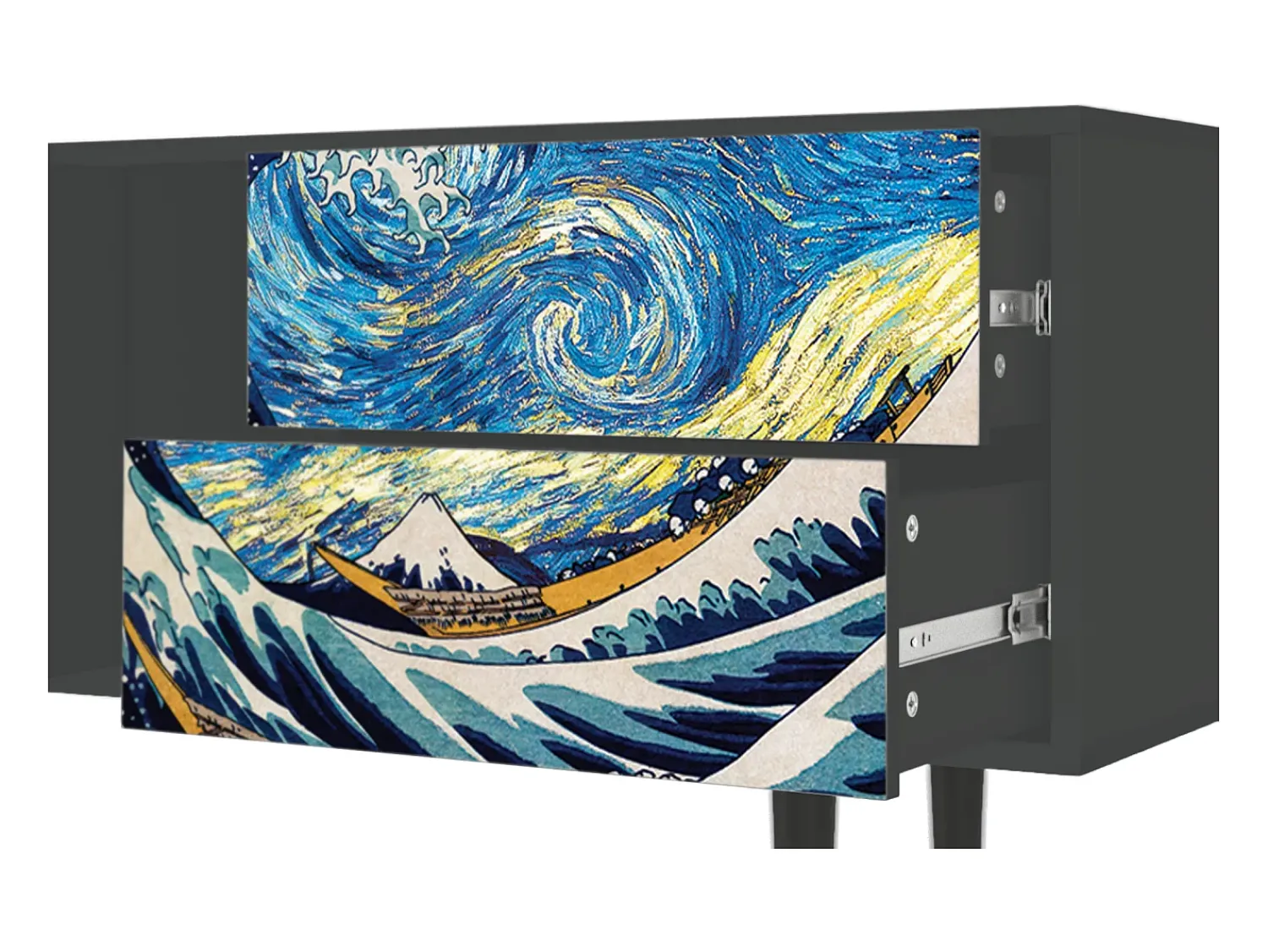 Discount Mueble de TV - 170х69х48 cm - T1 - Great Wave, Antracite Cinza antracite