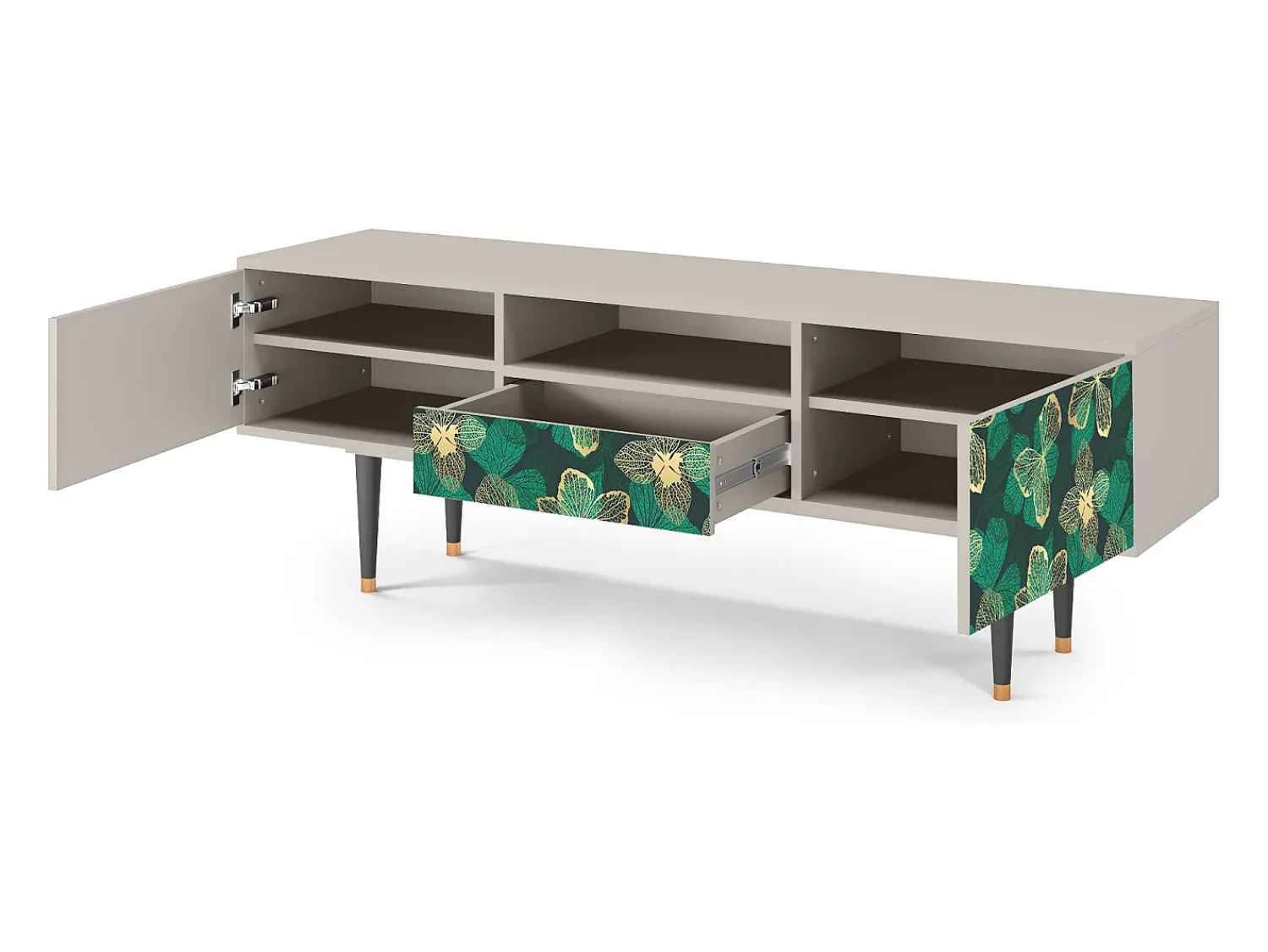 Mueble de TV - 170х59х41 cm - T6 - Green Flower, Areia^ Móvel De Tv