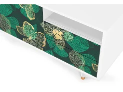 Móvel De Tv* Mueble de TV - 125х56х41 cm - T7 - Green Flower, Branco Bege