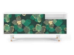 Móvel De Tv* Mueble de TV - 125х56х41 cm - T7 - Green Flower, Branco Bege