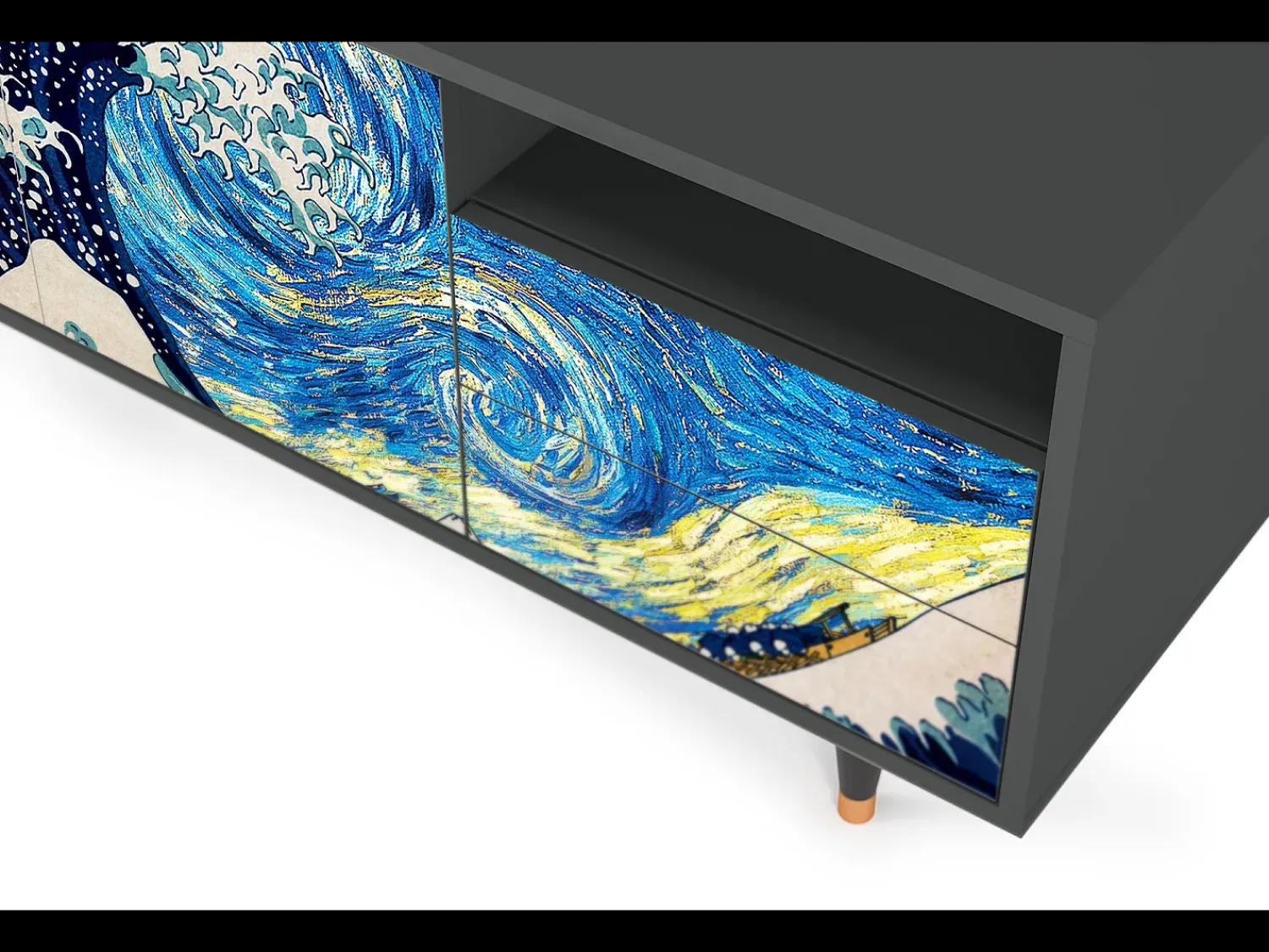 Móvel De Tv| Mueble de TV - 125х56х41 cm - T7 - Great Wave, Antracite Cinza antracite