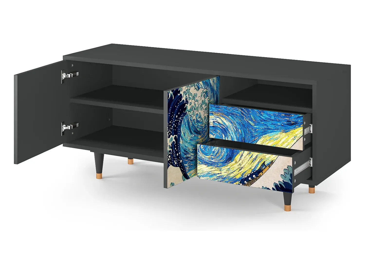 Móvel De Tv| Mueble de TV - 125х56х41 cm - T7 - Great Wave, Antracite Cinza antracite
