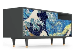Móvel De Tv| Mueble de TV - 125х56х41 cm - T7 - Great Wave, Antracite Cinza antracite