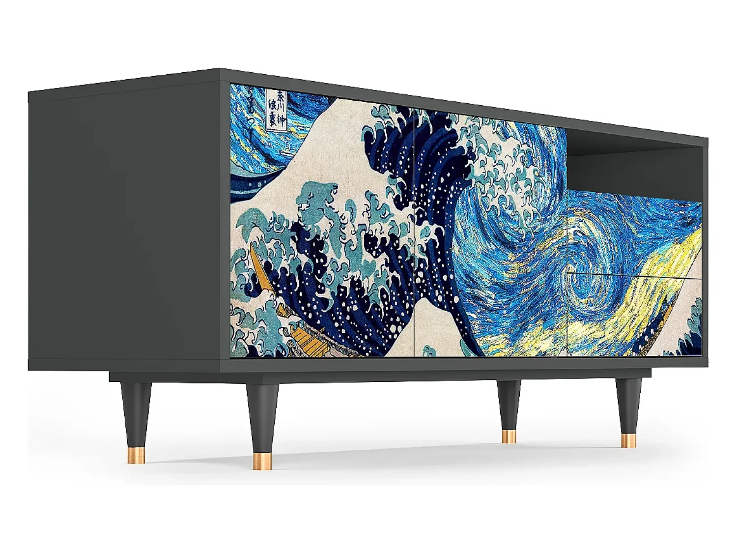 Móvel De Tv| Mueble de TV - 125х56х41 cm - T7 - Great Wave, Antracite Cinza antracite