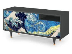 Móvel De Tv| Mueble de TV - 125х56х41 cm - T7 - Great Wave, Antracite Cinza antracite